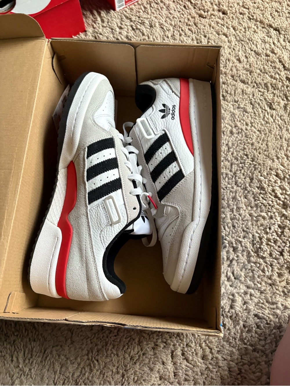 adidas White Black Red Low-Top Sneakers